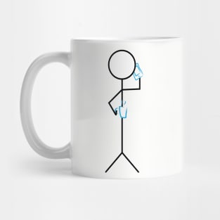 Stick figure holding coffee mug and smartphone Mug